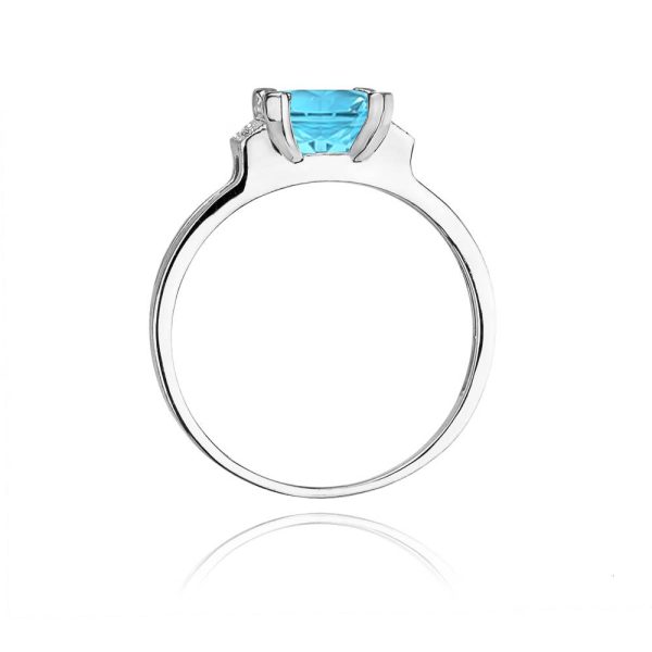 Anello In Oro 14kt con Topazio 1,40 ct e 6 Diamanti 0,03 ct