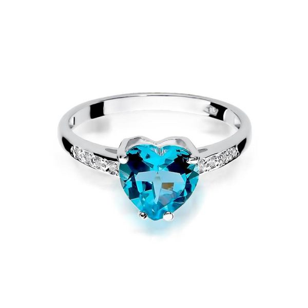 Anello In Oro con Topazio 1,20 ct e 8 Diamanti 0,04 ct