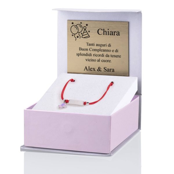 Bracciale Argento Bimba Cordoncino Rosso Elefantino