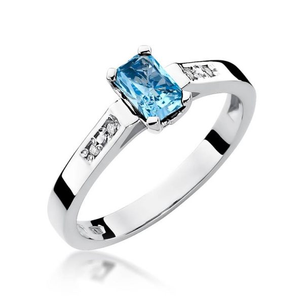 Anillo de oro macizo con topacio 0,80 ct y 4 diamantes 0,04 ct