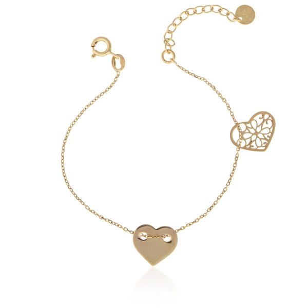 Bracciale in Argento Dorato Cuori Passanti